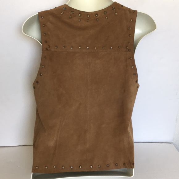 Free People Brown Sleeveless Suede Grommet Accents Top Size Small - Picture 4 of 5
